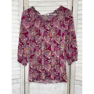 Madison Pink Paisley Floral Shirt Size PM